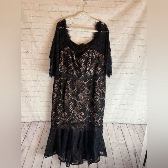 City Chic Estella FF Maxi Dress Black Size 22 - Picture 2 of 16